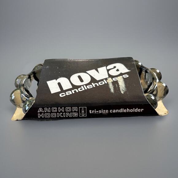 Vintage Anchor Hocking Nova Glass Candle holders tri size new old stock - Picture 1 of 5